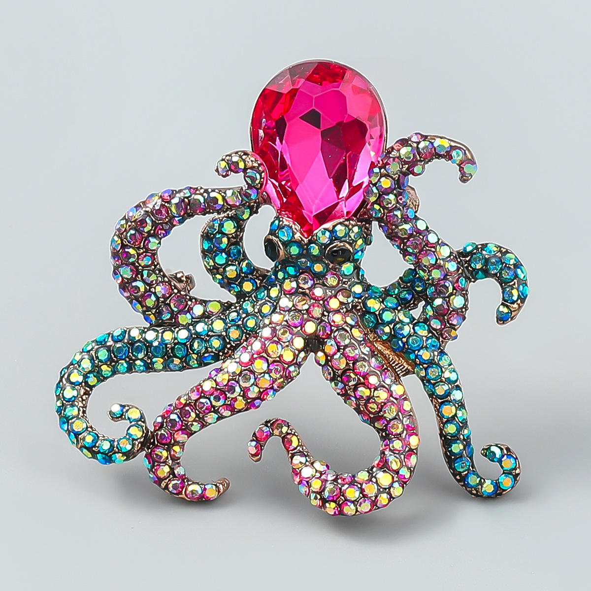 Stijlvolle octopus broche met strass voor dames mode speld_voghion.com