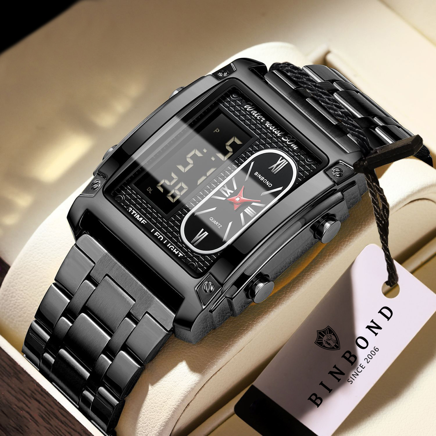 men's square digital watch