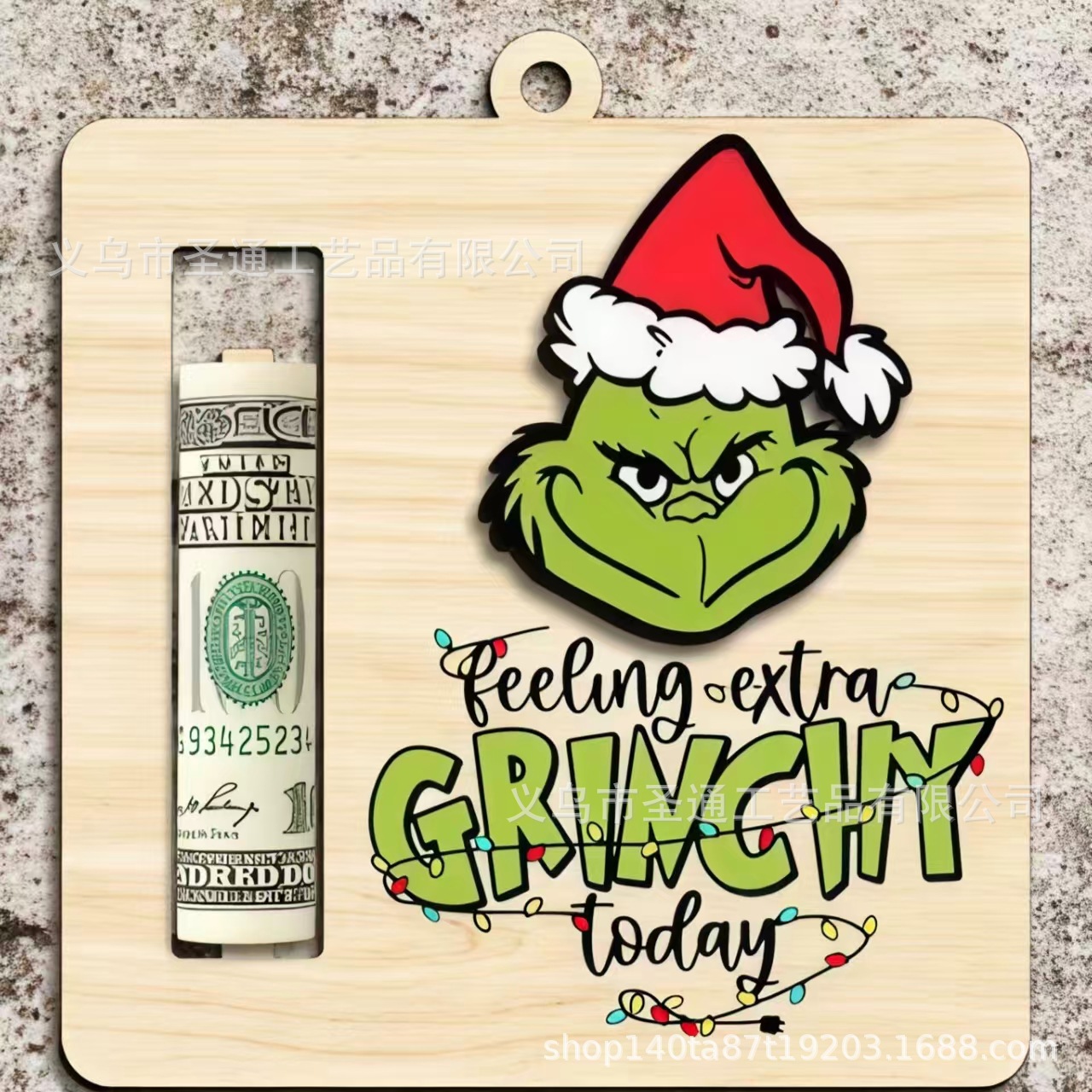 Navidad Cartoon Money Holder Ornament Navidad Green su cartera
