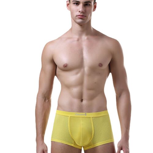 Men's Underwear Wholesale Mesh Breathable Lightweight Ice Silk Boxer Briefs U-shaped Bag Boxer Briefs Men's Trendy