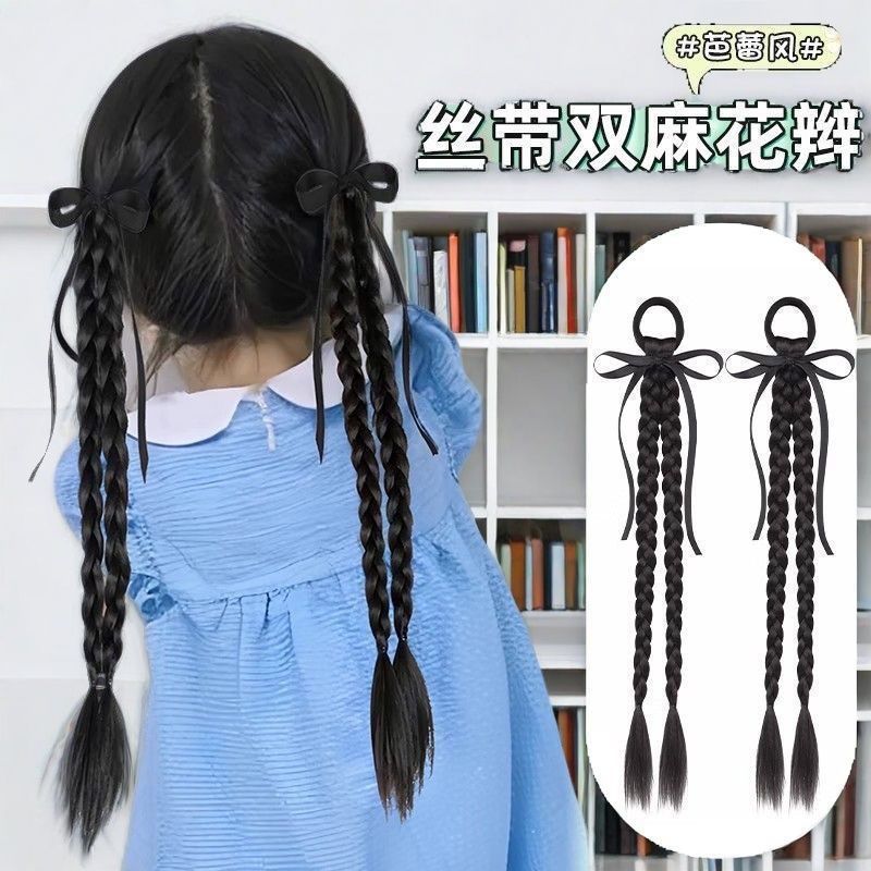 Cinta de lazo para niños Cola de caballo Estilo de ballet Pelo falso Trenzas largas Niña performance Tombro trenzado trenzado