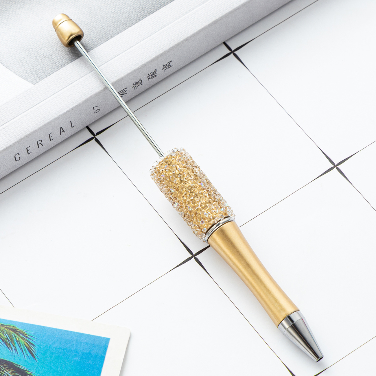 Pluma de cuentas de azúcar de bricolaje creativo Spot al por mayor Gypsophila Rhinestone Pen de parche hecho a mano Pluma de cuentas multicolor