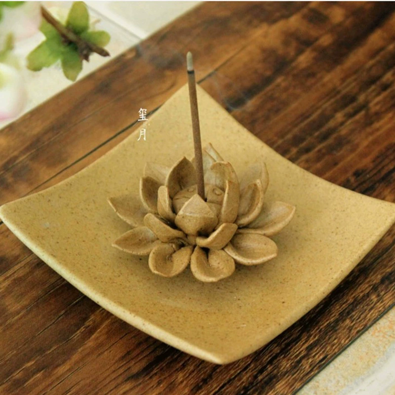 Однопочвенная керамическая горелка для благовоний лотоса домашняя тарелка для благовоний из сандалового дерева ручной работы нить лотоса украшение для благовоний
