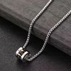 cross-border men‘s titanium steel small waist necklace versatile roman numerals rotatable pendant high sense sweater chain jewelry