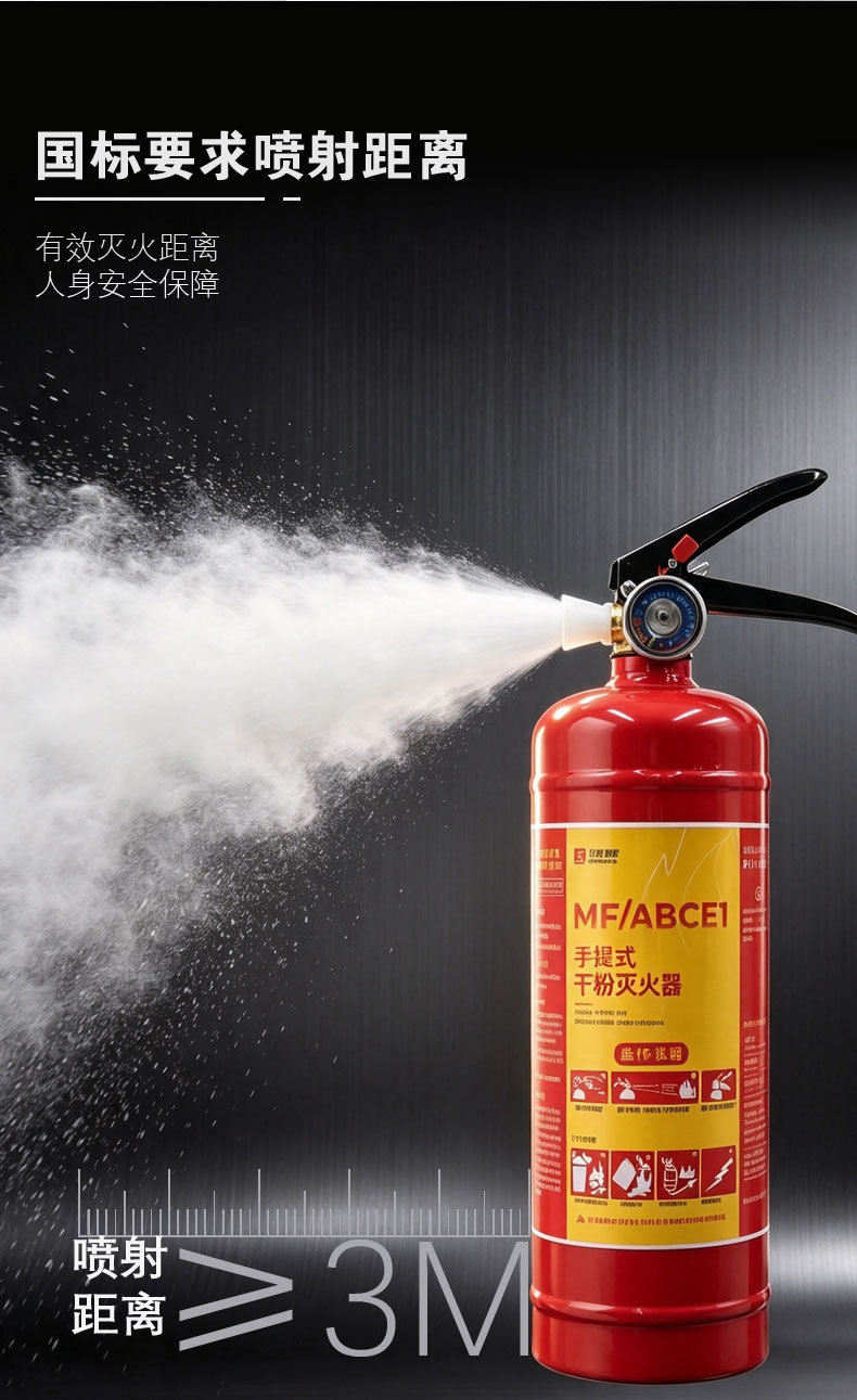 Portable 1kg dry powder fire extinguisher for car and home use, certified for regular fire inspection and annual review