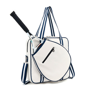 2025 New Korean Style Tennis Bag Portable Shoulder Crossbody Badminton Bag Men's and Women's Striped Multifunctional Racquet Bag