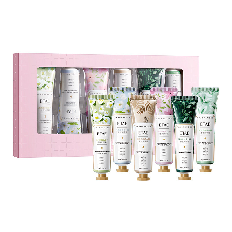 Conjunto pequeño de crema de manos de fragancia de vaselina, crema de manos hidratante, anti-agrietamiento, caja de regalo de guantes para manos. image 6