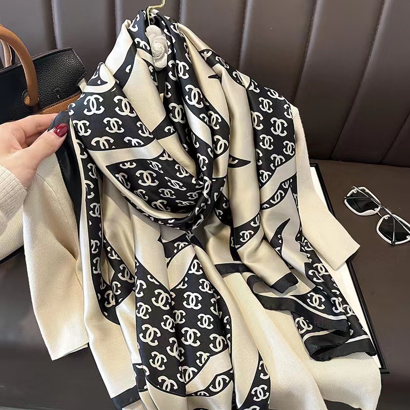 Spring new all-match real silk high-grade scarf girl fashion brand long dual-use scarf sunscreen shawl wholesale