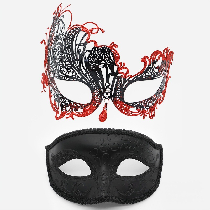 Amazon pop carnaval pareja máscara de baile de maquillaje hombre venecia máscara de halloween mitad cara pintada