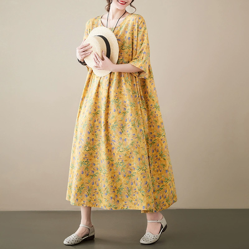 Летнее платье, корейский стиль, oversize, большой размер