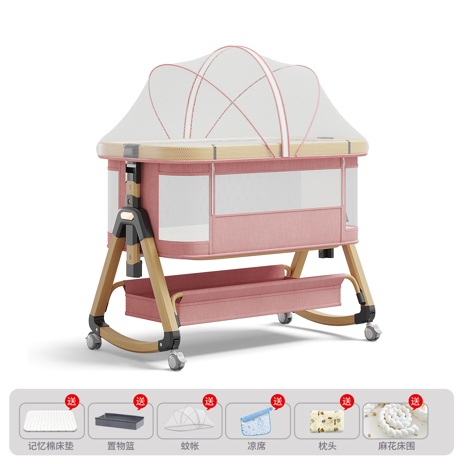 Cama de aleación de aluminio móvil portátil cuna cama plegable multifuncional bb cama recién nacida cama de empalme