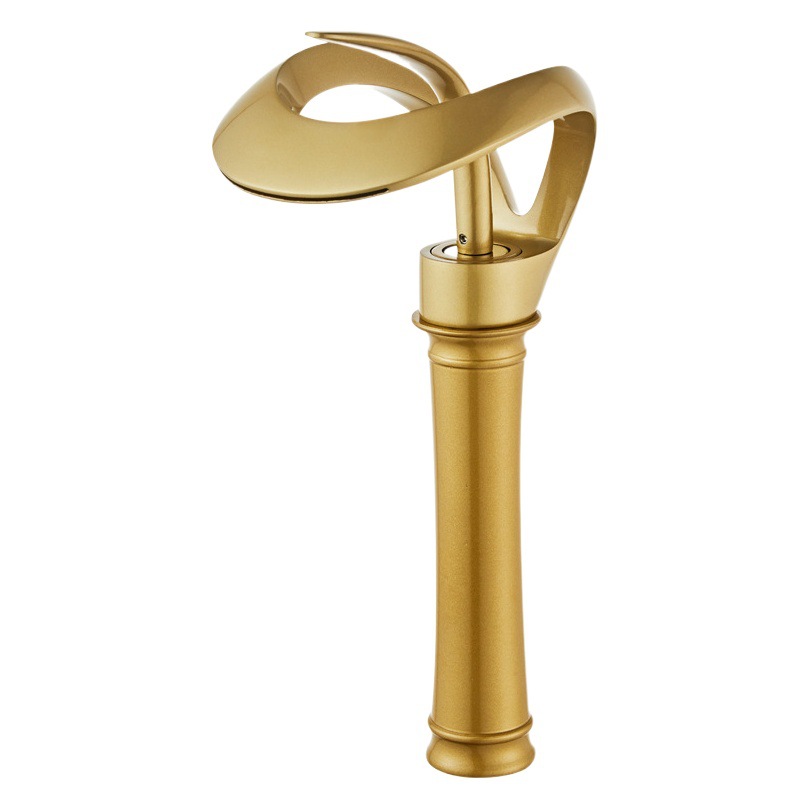 Mayor creativo de un solo agujero cascada lavabo grifo caliente y frío baño gabinete lavabo grifo cobre hogar