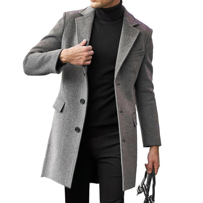 Abrigo de lana otoño y invierno nuevo hombre cálido estilo coreano delgado chaqueta de lana media y larga
