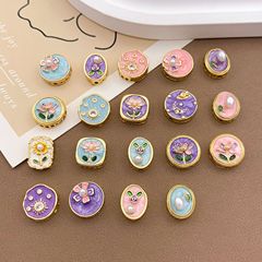 串珠油画风莫奈花园花朵高级感diy饰品配件新款轻奢复古气质配饰