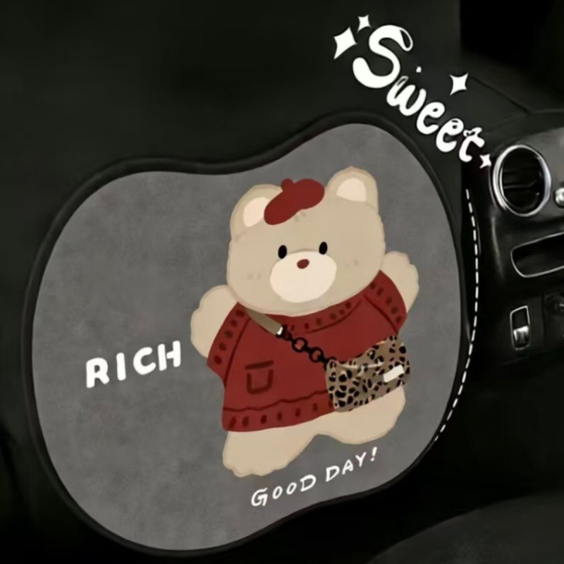 Katong – Car Anti-Kick Pad Chair back anti-kick pad - short-anti-kick-pad-vintage-animal-grey-red-clothes-bear-single