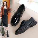 British style small leather shoes women's 2024 spring new all-match soft leather black jk women's shoes with skirt soft sole shoes