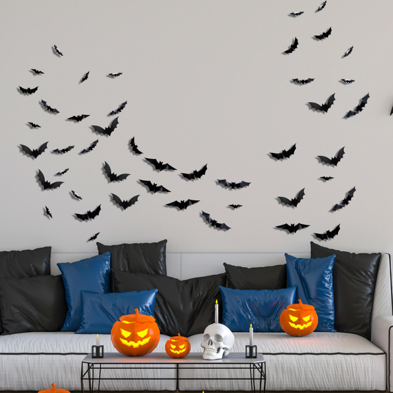 国境を越えたハロウィーンの新しい夜灯コウモリpet立体コウモリ祭りパーティー装飾led夜灯壁貼り|undefined