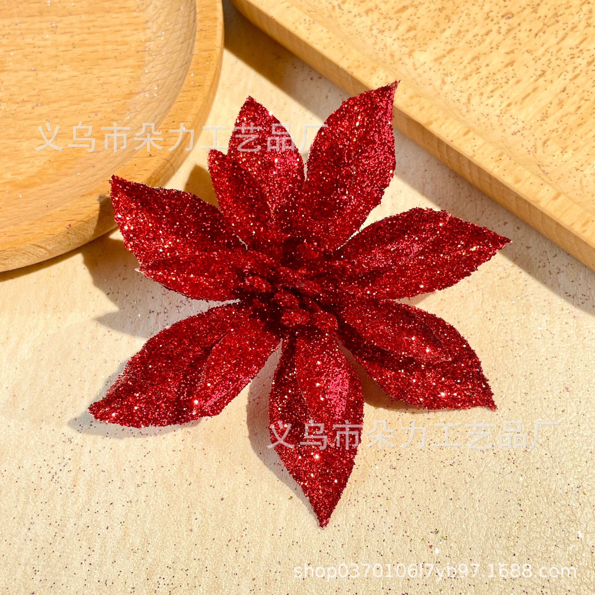 Christmas 9cm plastic sticky powder solid Christmas flower multicolor optional Garland Christmas tree decoration Christmas flower accessories