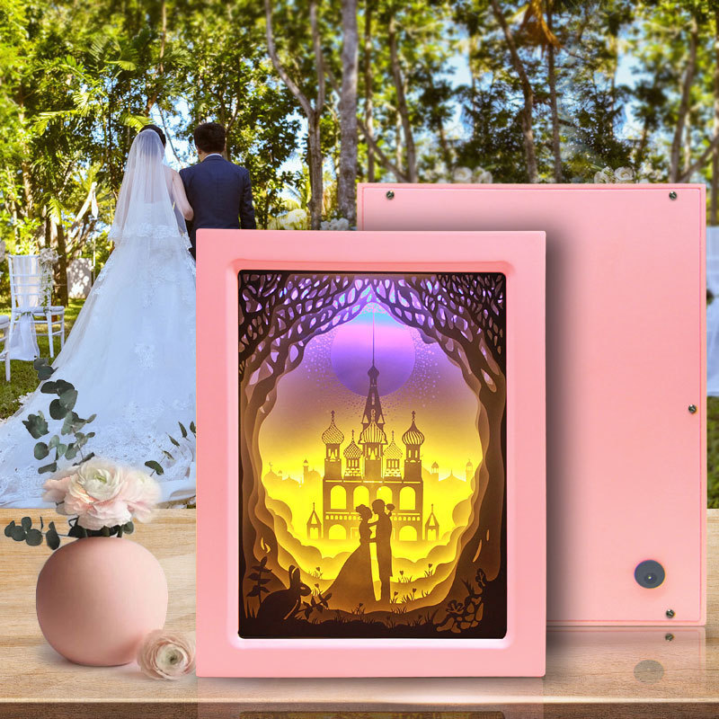 Wedding Paper Cutting Lamp 3D Light Shadow Festival Gift Romantic Night Light Bedroom LED Wedding Bedside Lamp Dropshipping One Piece