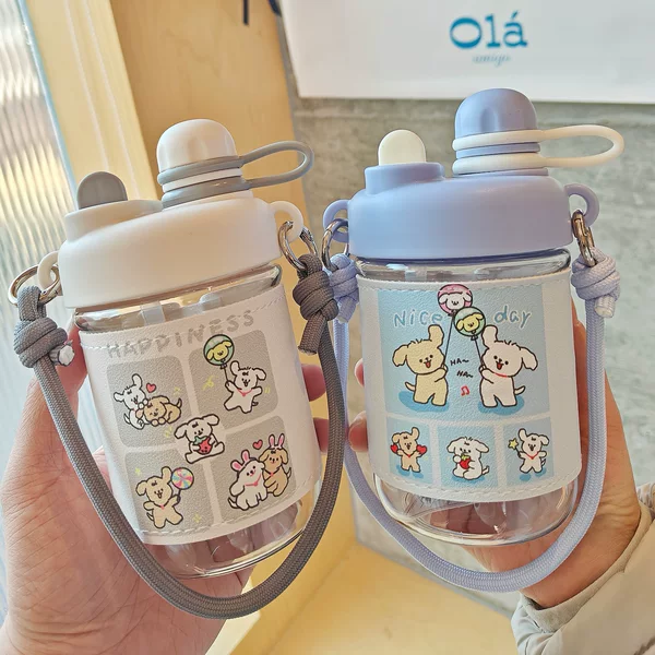 New Cartoon plastic cup cute water Cup girl's high-looking portable water Cup portable plastic cup gift wholesale