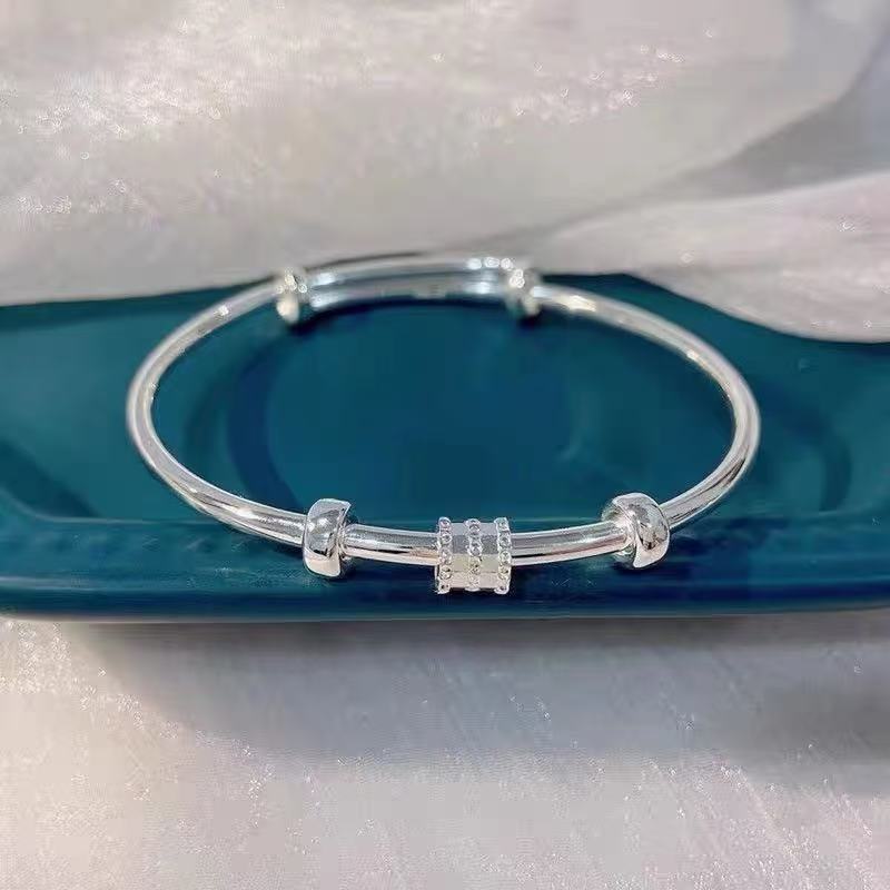 Douyin ライブ韓国風ファッションスモールウエストブレスレット女性用シルバーメッキプッシュプルブレスレットシンプルなインターネットセレブトレンディな女性多用途フォレストスタイル|undefined