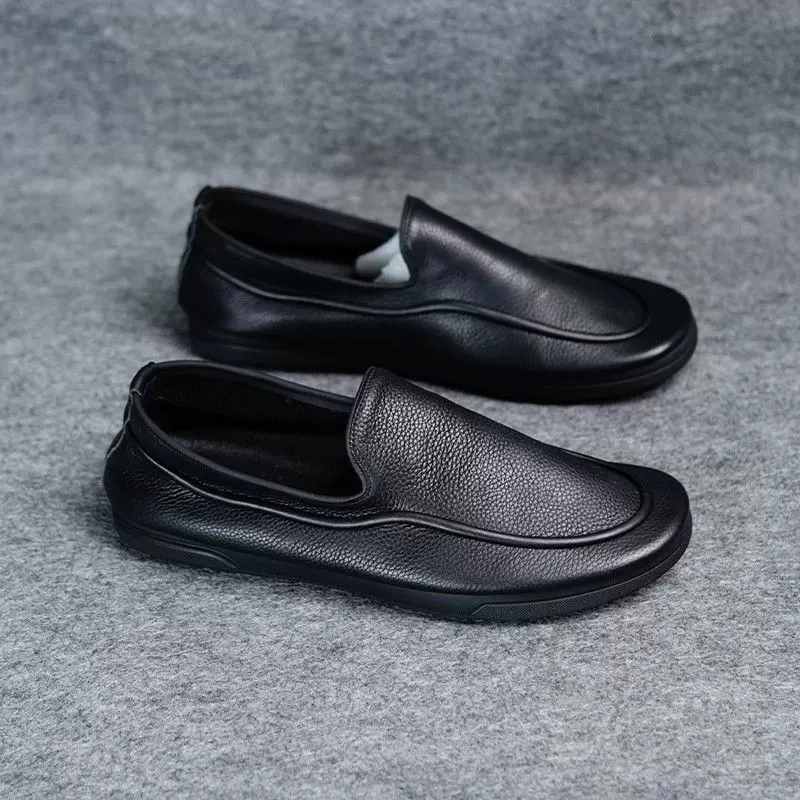 新款跨境休闲男士透气商务英伦一脚蹬豆豆鞋软底舒适单鞋现货现发