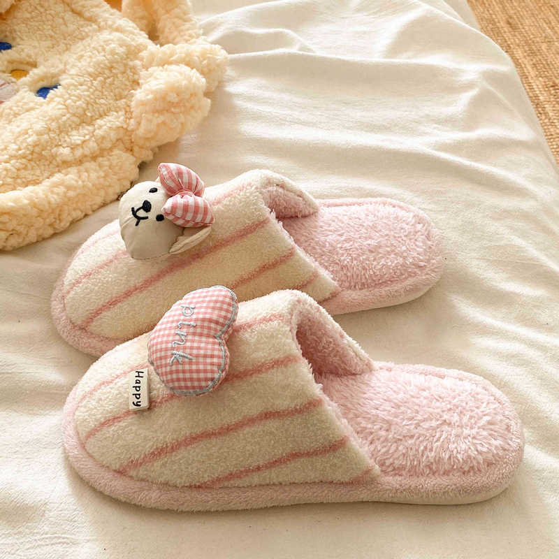 2025 New Autumn and Winter Home Flats Warm Baotou Cotton Slippers Cartoon Heart Puppy Comfortable Non-Slip Cotton Slippers for Women