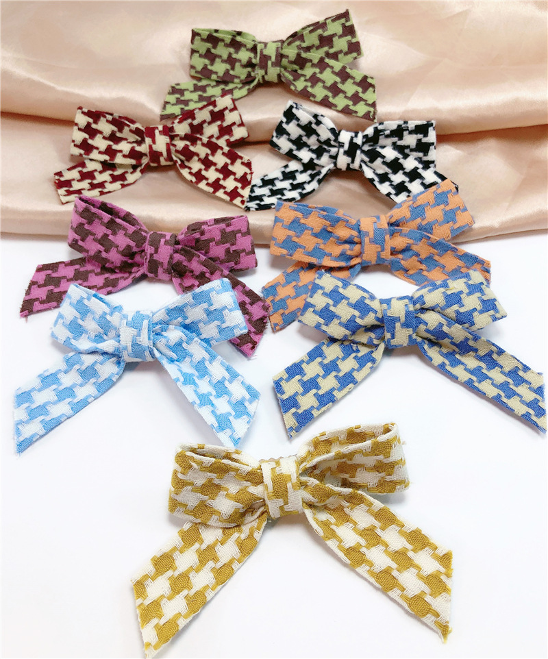 网红少女千鸟格蝴蝶结发夹皮筋韩国气质小清新鸭嘴夹发卡刘海发饰