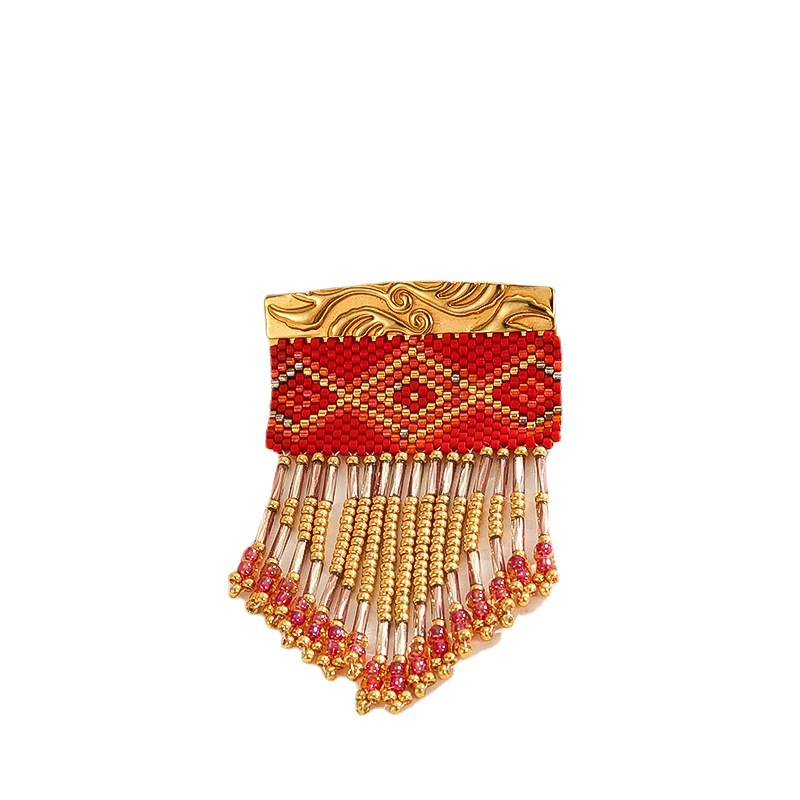 Yuxing importó cuentas redondas diseño original broche vintage hecho a mano de alta gama con cuentas anti-exposición borla collar pin ramillete