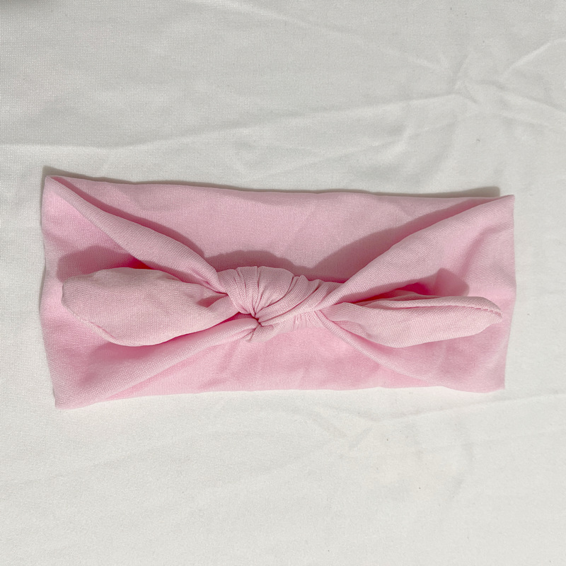 Estilo europeo y americano lindo suave lindo conejo oído diadema color sólido tela anudada banda de Pelo elástico algodón maquillaje cara lavado banda de pelo para las mujeres