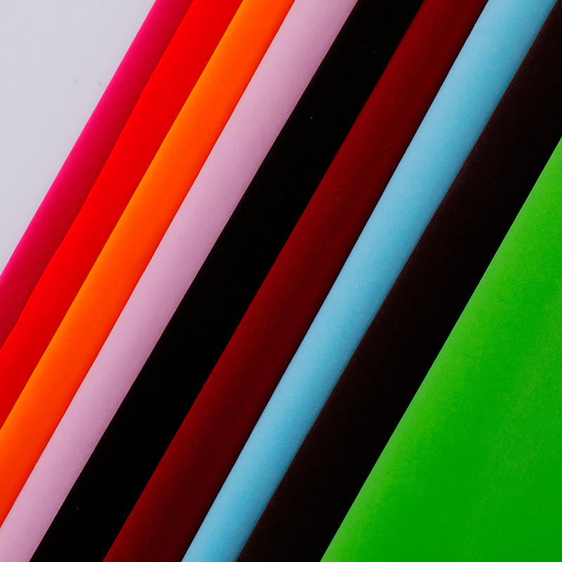 现货供应首饰盒眼镜盒内衬水刺底植绒布带背胶针织底棉植绒布柔软