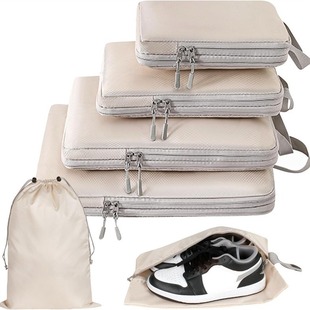 Cross-border popular travel bag nylon compression storage six-piece set luggage clothing storage bag drawstring bag shoe bag