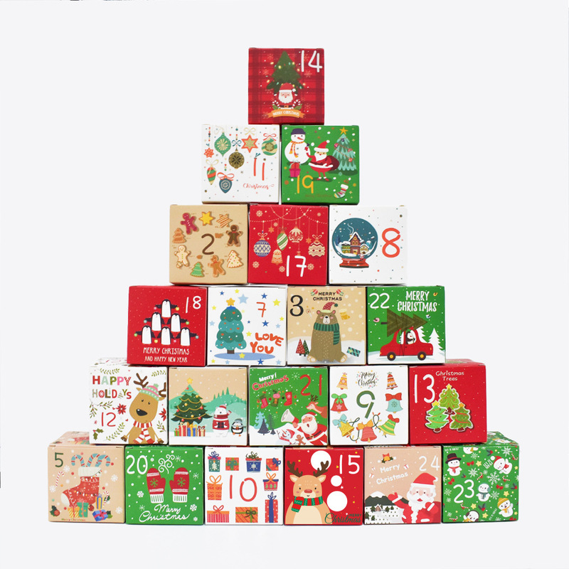 クリスマス新作ギフトキャンディー箱7cm角箱クリスマス祭り降臨歴1-24包装紙箱現物|undefined