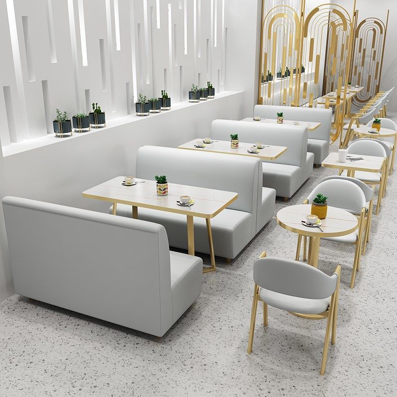 奶茶店沙發網紅桌椅組合甜品漢堡小吃快餐店簡約清新餐廳家具卡座
