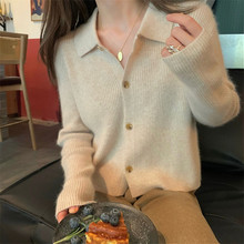 秋冬新款羊毛开衫女宽松显瘦polo领毛衣小外套针织衫洋气百搭韩版
