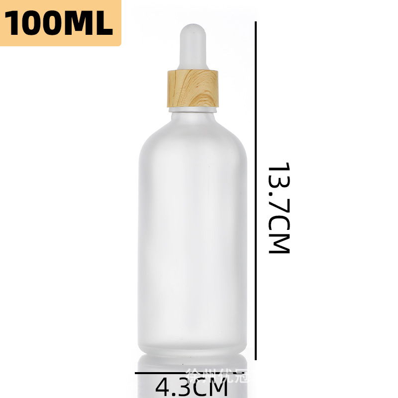 Botella de esencia a prueba de luz con tapa de imitación madera, botella de aceite esencial, botella cuentagotas de vidrio de 5-100 ml, botella para productos de cuidado de la piel, cosméticos