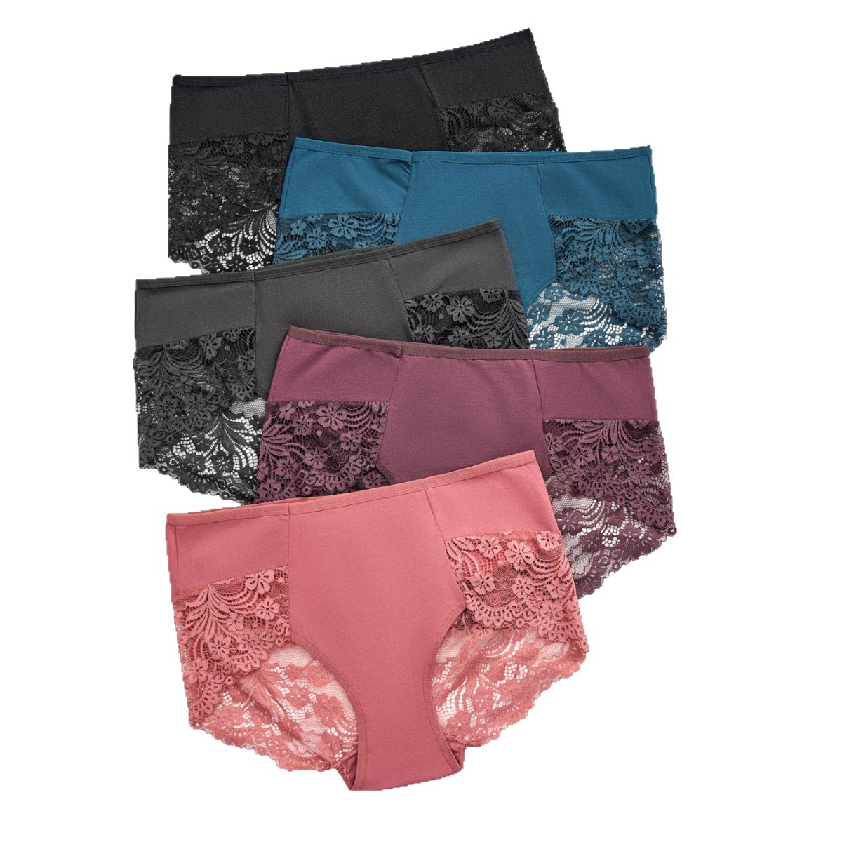 Encaje sexy talla grande ropa interior para mujer bolso cadera cintura alta entrepierna de algodón puro hueco transparente gordo MM calzoncillos estilo explosivo transfronterizo