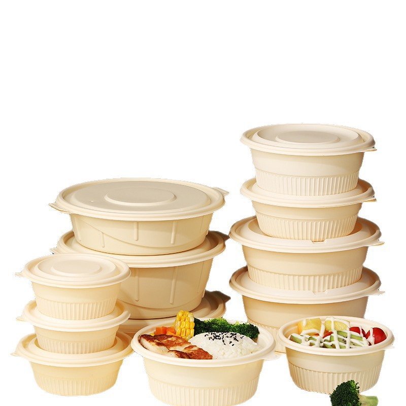 Caja de almidón de maíz degradable desechable caja de comida para llevar caja de embalaje caja de comida doméstica de grado alimenticio calentada por microondas