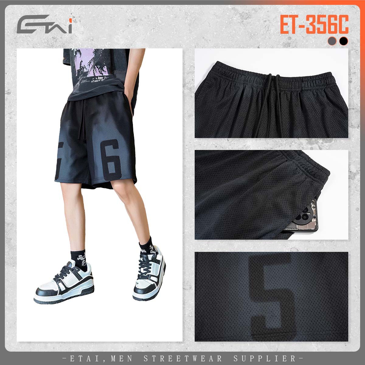ETAI Hombre| Pantalones de spray de malla de rodilla de alta calidad, pantalones deportivos de secado rápido de cuerdas de verano