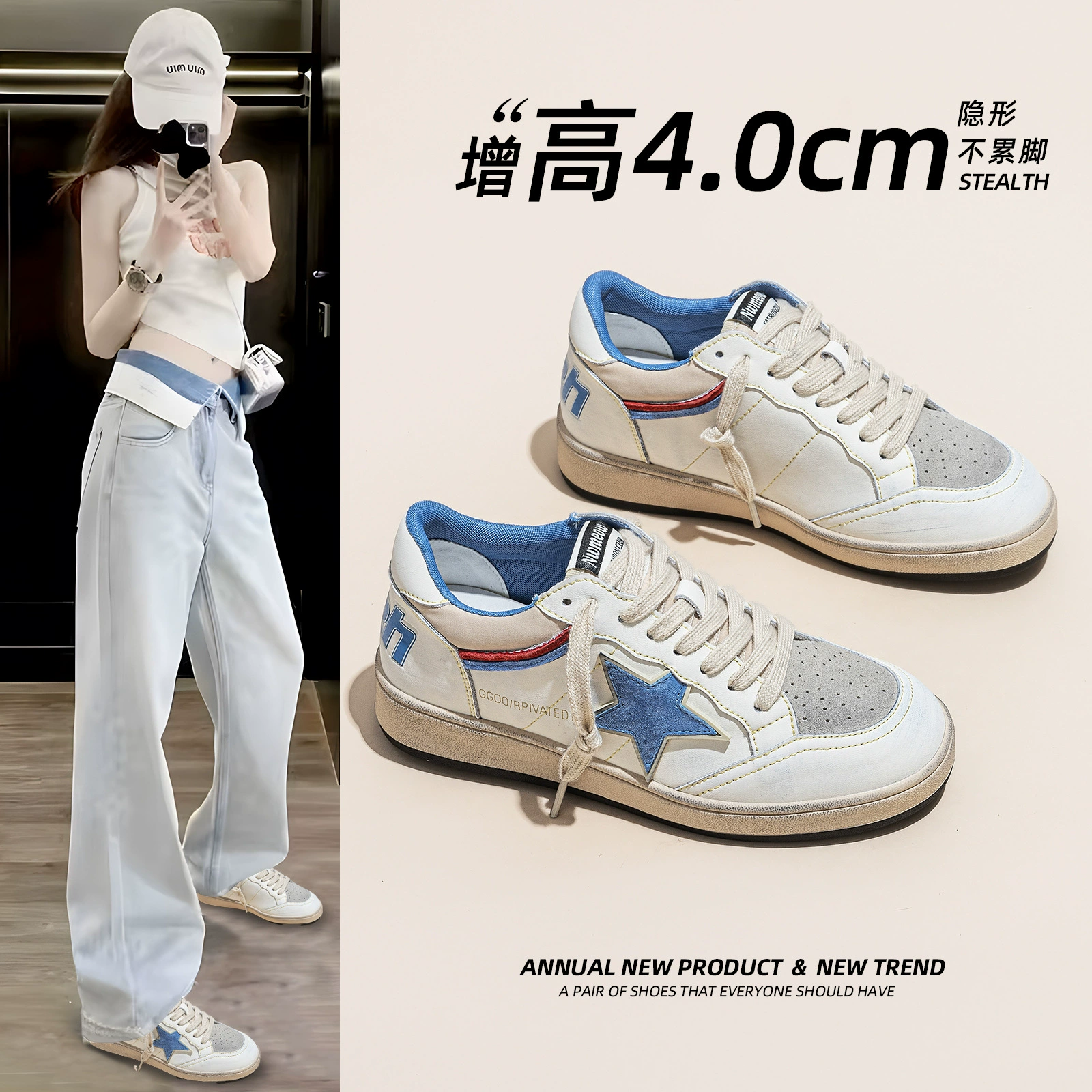Звездные маленькие белые туфли новая мягкая подошва корейские студенты 2025 весна и лето ретро дикая модная повседневная спортивная обувь