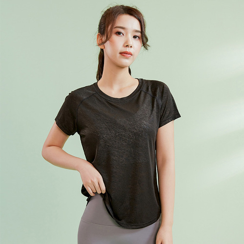 Yoga top for women, summer running sports training short sleeve sexy loose slimming mesh beautiful back fitness T-shirt