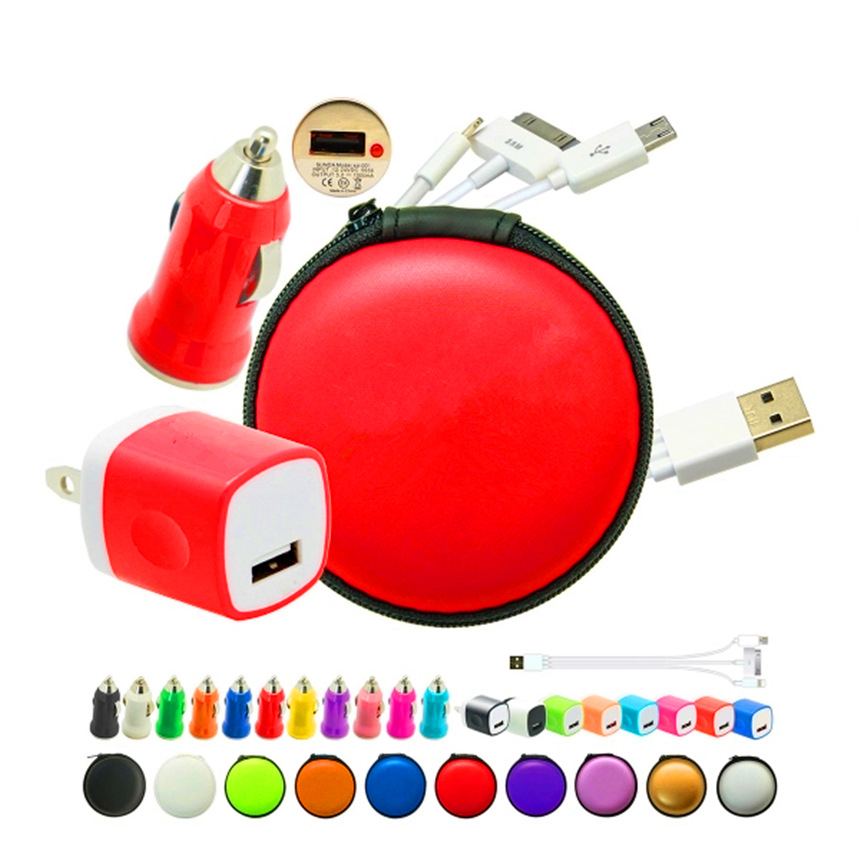 Reise-Auto-Schnelllade-Datenkabel-Set, Drei-in-Eins-Blitz-Ladegerät, Adapterstecker, tragbares Headset