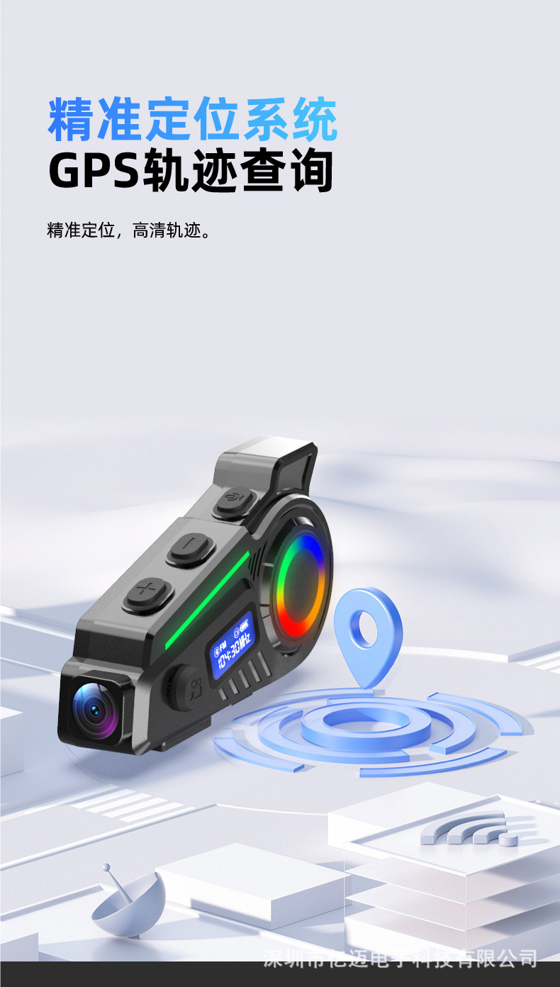 K19 Cross-Border Motorcycle Helmet Bluetooth Headset Driving Recorder Hd Camera Fm Radio Gps Track Query