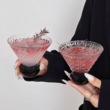 创意轻奢高颜值玻璃杯威士忌鸡尾酒杯小众咖啡杯果汁杯饮料杯水杯