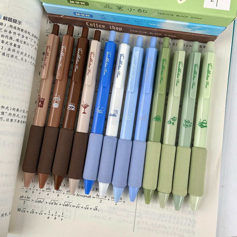 Pluma de gel súper suave Bolsa europea tema prensa pluma de gel ST cabeza de secado rápido estudiante ins cepillo pregunta pluma de alto aspecto al por mayor