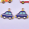 Cartoon ambulance, metal police car, jewelry, pendant, earrings, necklace, Korean style, fire truck, handmade