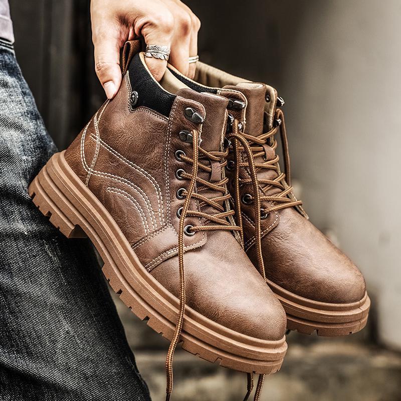 2024 otoño y invierno nuevos zapatos de moda para hombres botas de alto perfil blanco Martin zapatos de tendencia coreanos zapatos de tendencia generales transfronterizos