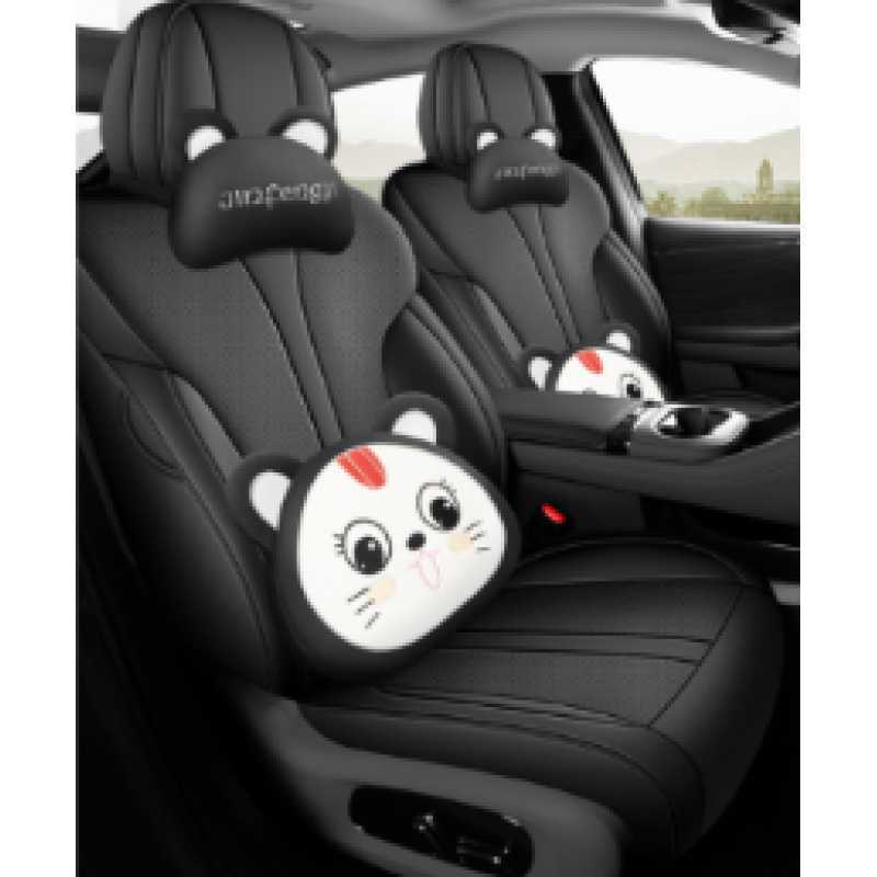 V 2025, All-Inclusive, Universal Modelə uyğun (Original) oturacaq örtükləri - mysterious-black-cartoon-note-car-model-year-rear-row-half-cover