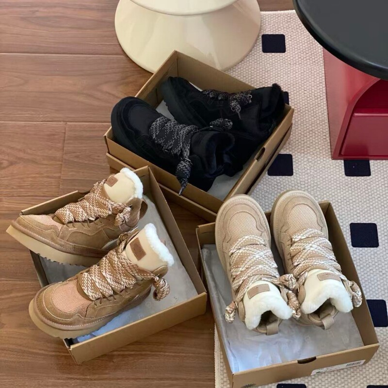 Henan Sangpo 2025 New High and Low-Top Merino Sheepskin Integrated Snow Boots, Casual, Warm, Comfortable, Low-Cut Women's Boots