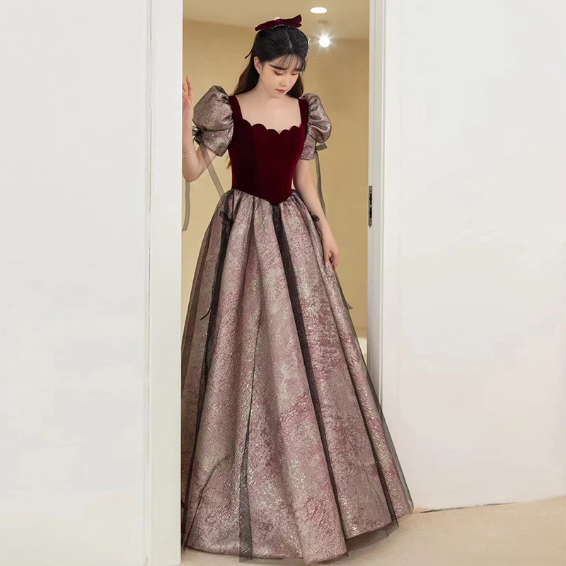 Brindis ropa novia temperamento de gama alta arte vocal examen vestido de noche anfitrión femenino banquete luz nicho de lujo Sentido de gama alta
